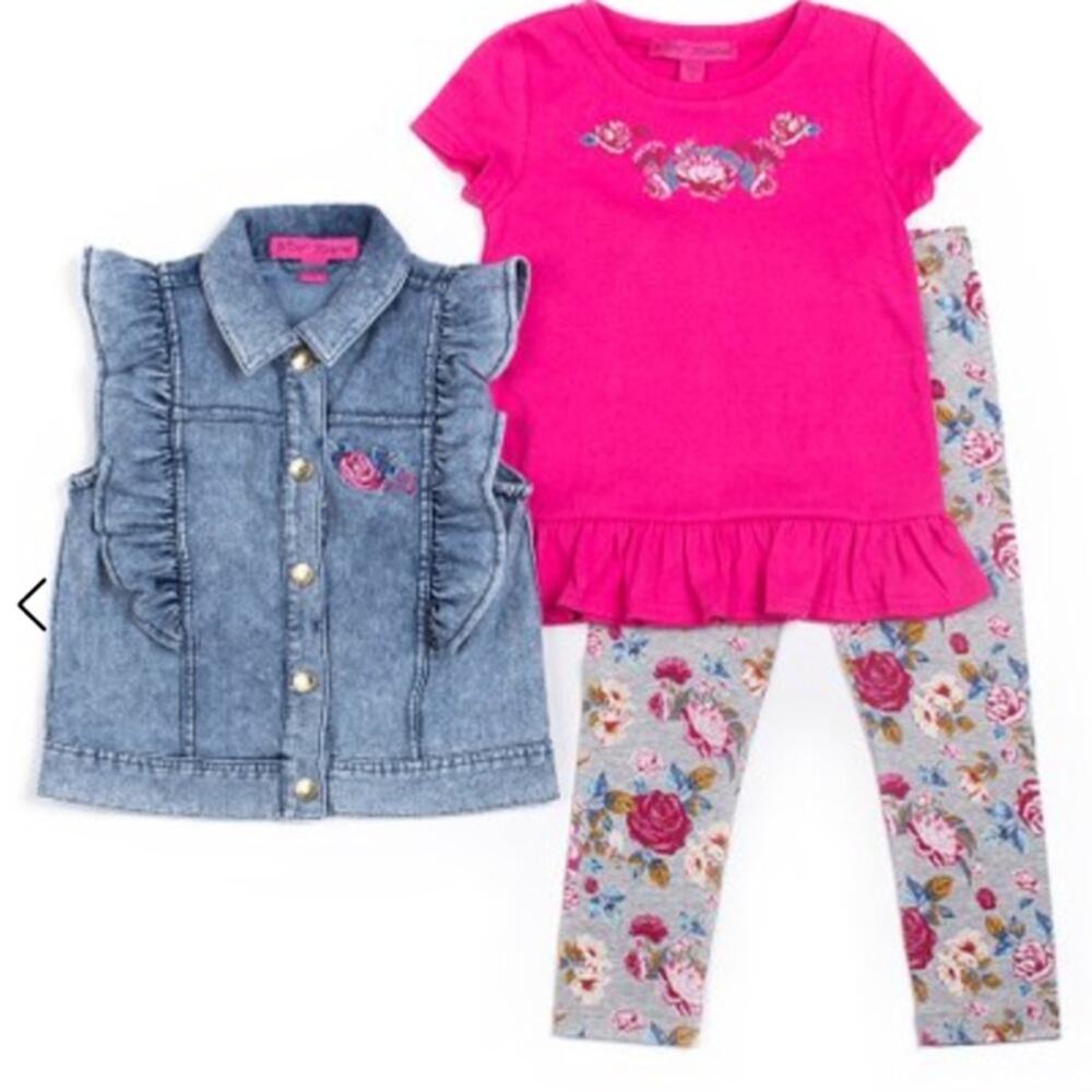 NWT Betsey Johnson 3T Denim Vest Set